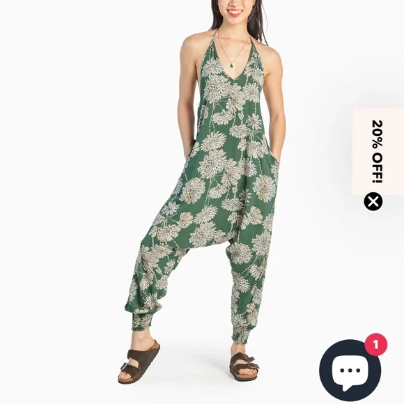 Buddha Pants Catsuit harem halter romper - Picture 1 of 12